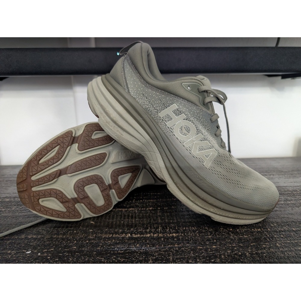 Hoka One One M Bondi 8 Road Running Sneaker Shoes Men Size 11 D Slate/Barley